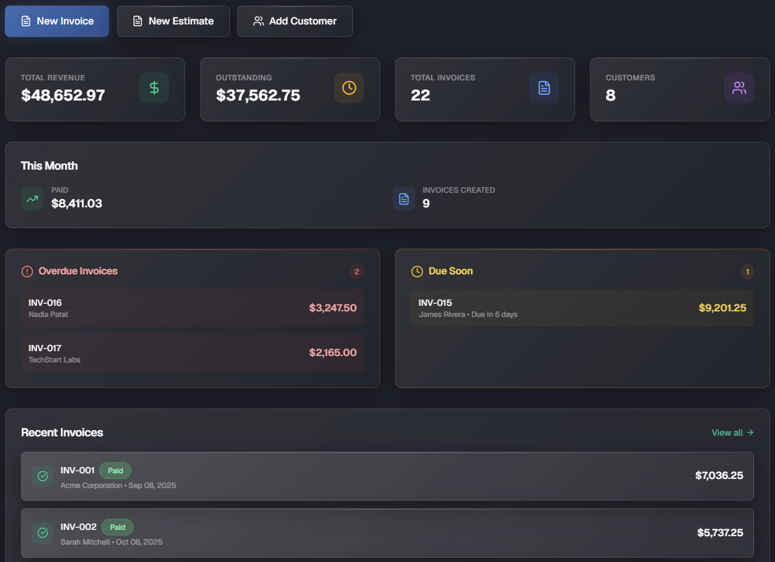 ClientPay Dashboard screenshot